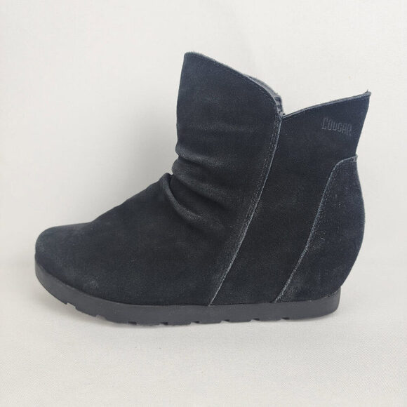 COUGAR Astro Black Suede Hidden Wedge Waterproof Ankle Boots Size 8 - Picture 1 of 8